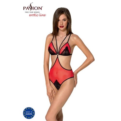 Passion PEONIA BODY red XXL/XXXL - Червоно-чорне сексуальне боді (Польща)