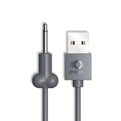 На фото зображено чорну зарядку для мастурбатора з вібрацією та підігрівом Otouch CHIVEN 3 для чоловіків на білому тлі