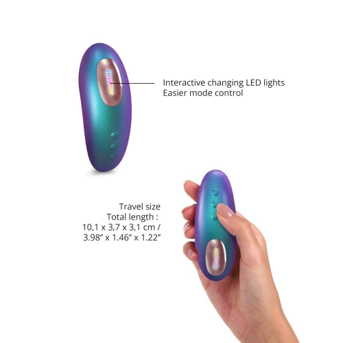 На фото зображено бірюзовий блискучий вакуумний стимулятор Love To Love DREAMER для жінок на білому тлі.