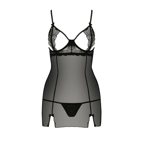 QUENTRIS CHEMISE black L/XL - Приталенная прозрачная сорочка