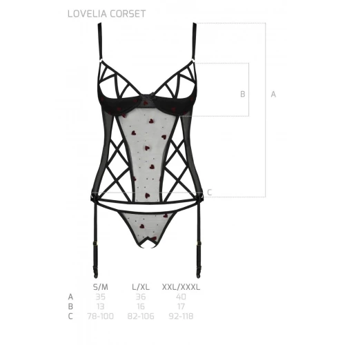 LOVELIA CORSET black XXL/XXXL - Еротичний корсет з підв'язками