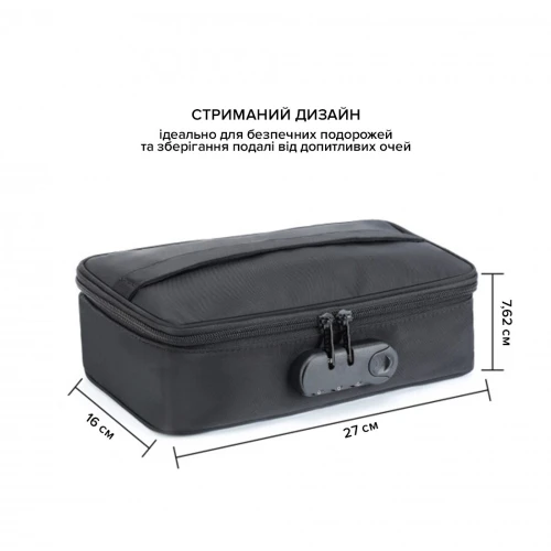 На фото зображено чорну сумку для зберігання секс-іграшок Dorcel DISCREET BOX унісекс на білому тлі.