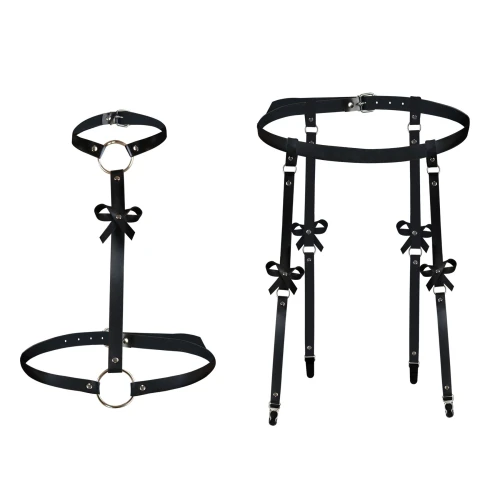 Art of Sex Venecia XS-2XL - Кожаный набор из портупеи и гартеров 