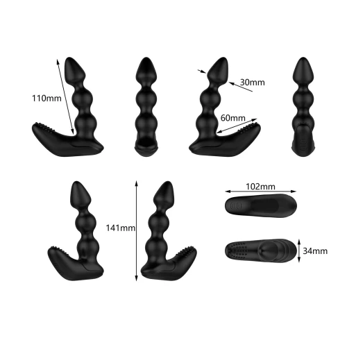 На цьому фото зображено чорний масажер простати у вигляді анальних намиста Nexus Bendz Prostate Edition для чоловіків на світлому фоні.