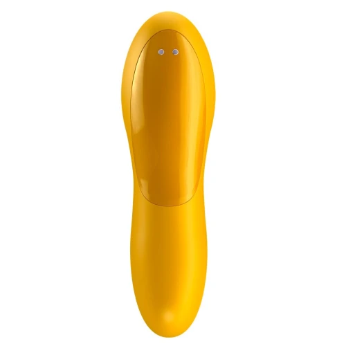 На фото зображено жовтий вібратор на палець Satisfyer Teaser Dark Yellow для пар на білому тлі