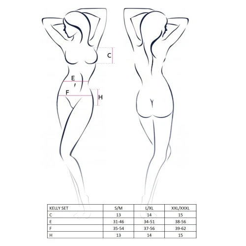 KELLY SET black XXL/XXXL - Сексуальный комплект нижнего белья