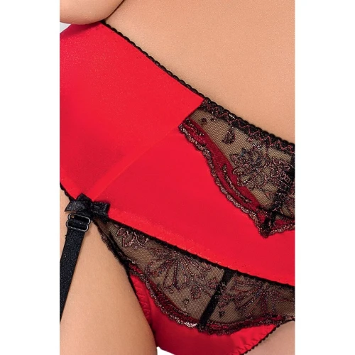 BRIDA SET OpenBra red L/XL - Набор нижнего белья (трусики-танга, пояс, лиф)