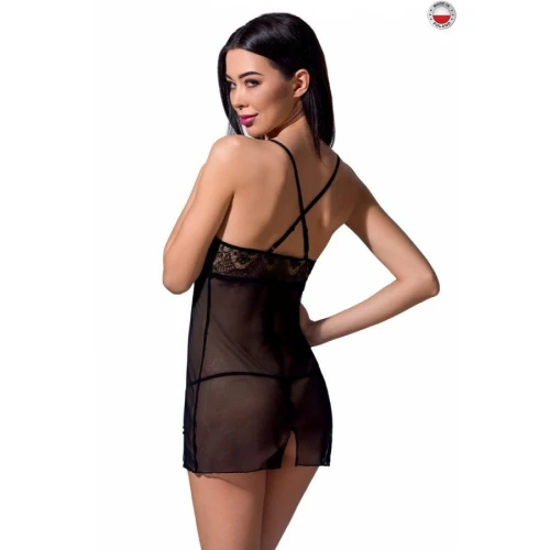 QUENTRIS CHEMISE black S/M - Приталенная прозрачная сорочка