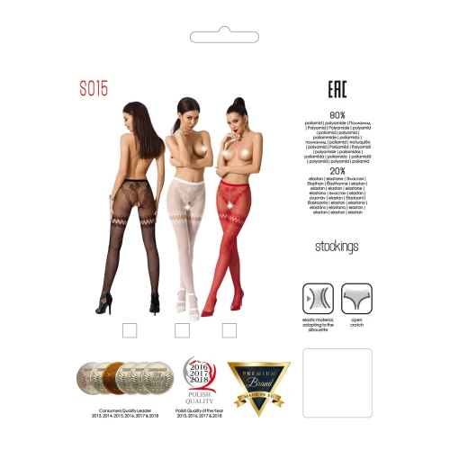 Passion S015 red - Еротичні колготки-бодістокінг