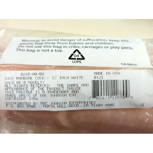 Doc Johnson Dick Rambone Cock White - Реалистичный фаллоимитатор  (в ПЭ пакете!)