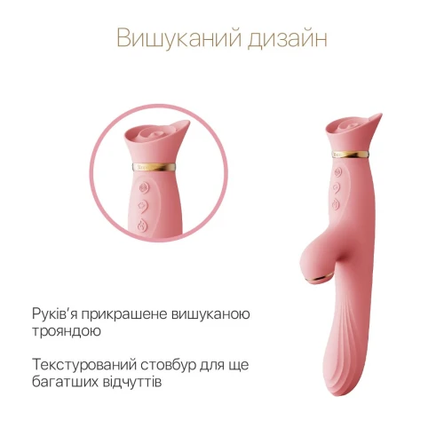 Zalo - ROSE Vibrator Strawberry Pink - Вибратор с вакуумом и подогревом