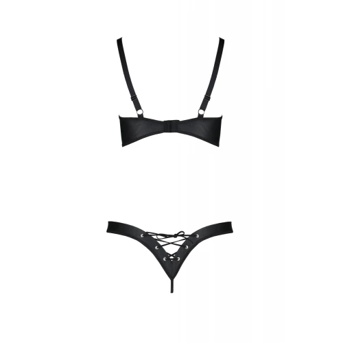 Passion CELINE BIKINI 4XL/5XL - Комплект з екошкіри стрінги зі шнурівкою