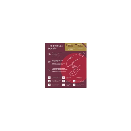 На фото изображена коробка  красного вакуумного премиум стимулятора  Womanizer Premium 2 для женщин на белом фоне.