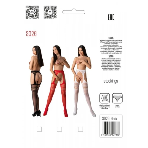 Passion S026 black - Сексуальні колготки-бодістокінг