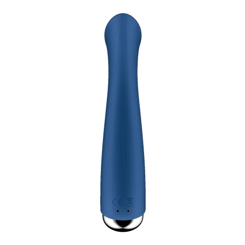 На фото зображено синій вібратор для точки G із обертанням Satisfyer Spinning G-Spot 1 Blue для жінок на світлому фоні.