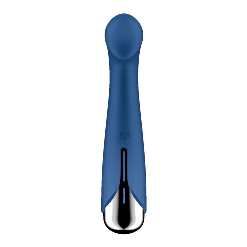 На фото зображено синій вібратор для точки G із обертанням Satisfyer Spinning G-Spot 1 Blue для жінок на світлому фоні.