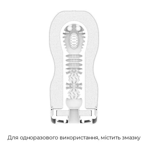 На фото зображено світлий мастурбатор із імітацією глибокого орального сексу Tenga Keith Haring Deep Throat Cup для чоловіків на світлому тлі