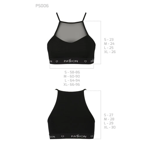 Passion PS006 TOP (S) - Спортивный женский топ (Черный)