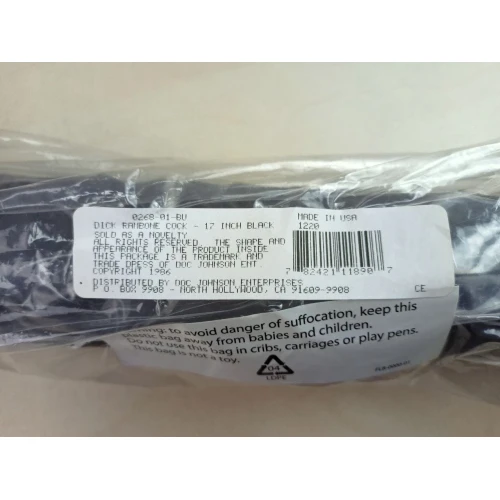 Doc Johnson Dick Rambone Cock Black - Реалистичный фаллоимитатор  (в ПЭ пакете!)