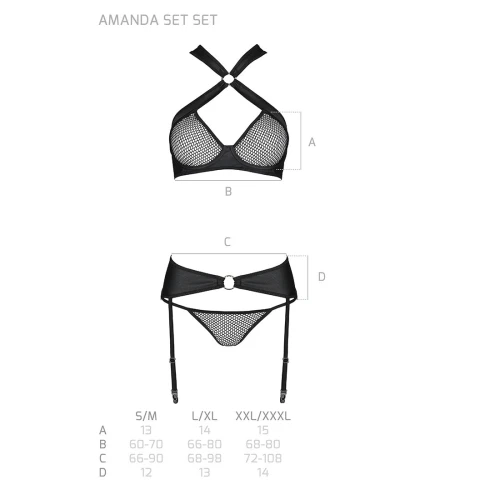 Passion Amanda Set black XXL/XXXL - Сітчастий набір