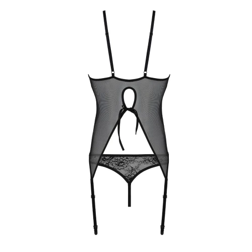 Passion Ursula Corset black XXL/XXXL - Корсет с пажами и трусиками