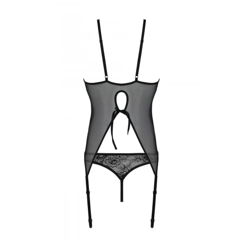 Passion Ursula Corset black XXL/XXXL - Корсет с пажами и трусиками