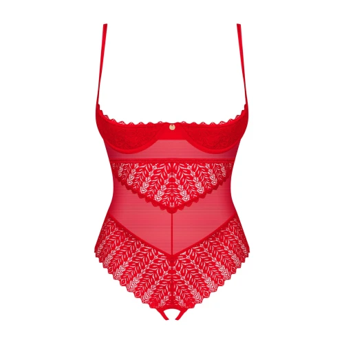 Obsessive Ingridia crotchless teddy XL/2XL - Открытый красный боди