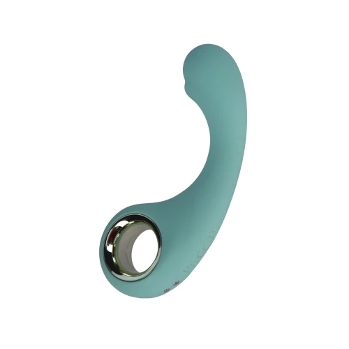 На фото зображено зелений вібратор точки G FairyGasm BraveryAward green для жінок на світлому фоні.