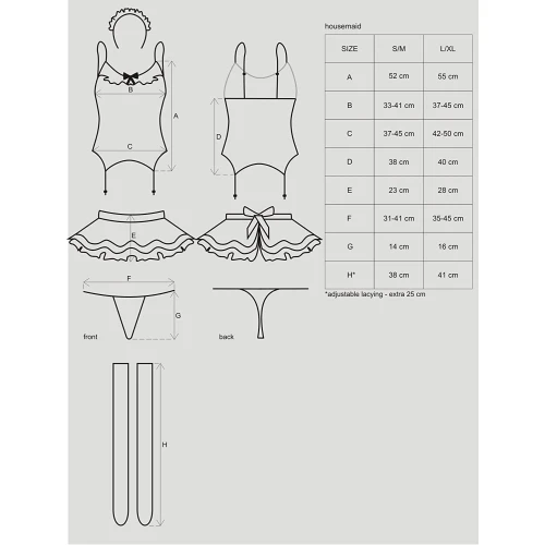 Эротический костюм горничной с юбкой Obsessive Housemaid 5 pcs costume S/M black (мятая упаковка!!!)