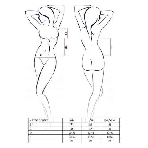 KATRISS CORSET black S/M - Еротичний корсет з пажами