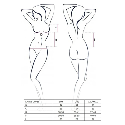 KATRISS CORSET black S/M - Еротичний корсет з пажами