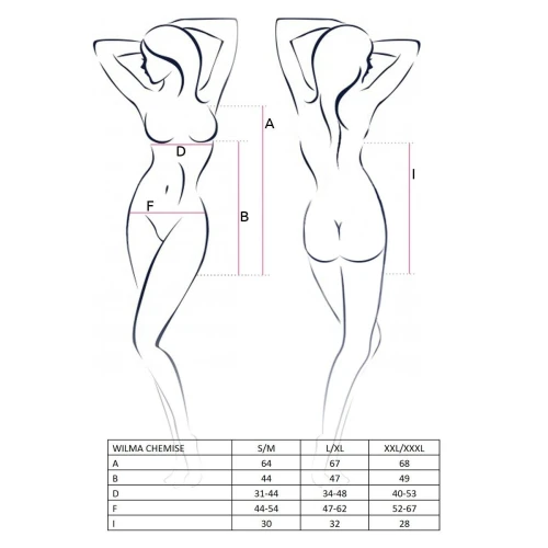 WILMA CHEMISE black XXL/XXXL - Приталенная сорочка с чашечками