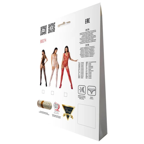 Ажурный бодистокинг с имитацией чулок Passion BS074 red