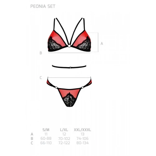 Passion PEONIA SET red L/XL - Комплект нижньої білизни