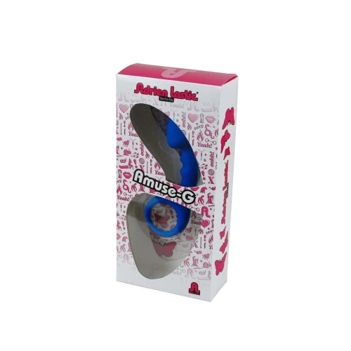 На фото изображена синяя анальная пробка с ручкой Adrien Lastic Budy Blue для пар на белом фоне