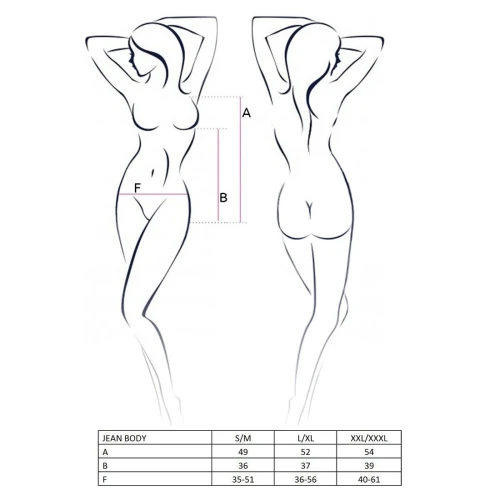 JEAN BODY black L/XL - Еротичний боді під латекс (БДСМ)