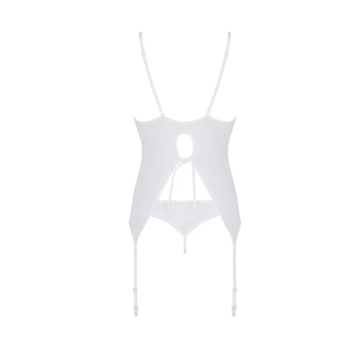 Passion Ursula Corset white S/M - Корсет з пажами