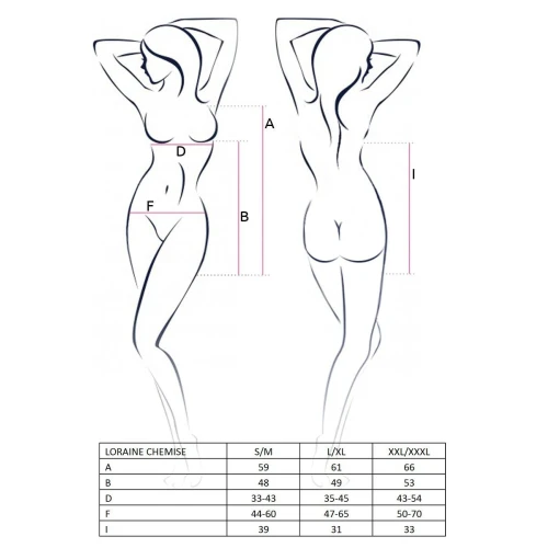 LORAINE CHEMISE red XXL/XXXL - Приталенная сорочка с чашечками