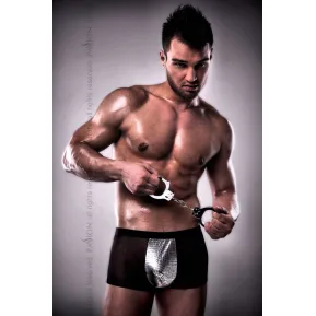 Мужские шорты с блестящим гульфиком Passion 002 SHORT black XXL/XXXL