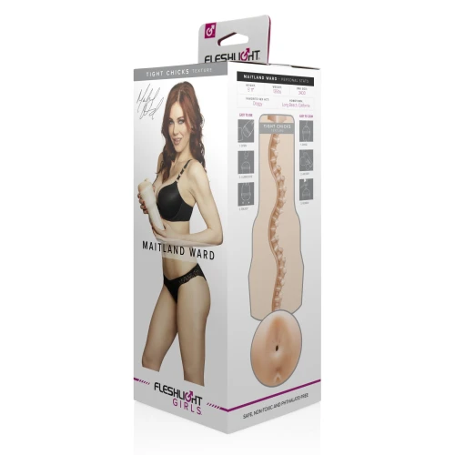 На фото изображен бежево-белый Fleshlight Girls: Maitland Ward — Попка мастурбатор Майтланд Вард для мужчин на светлом фоне