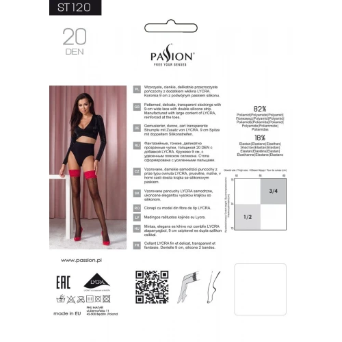 Passion ST120 5 - Чулки черно-красные с изысканным декором