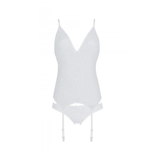 Passion Ursula Corset white XXL/XXXL - Корсет с пажами