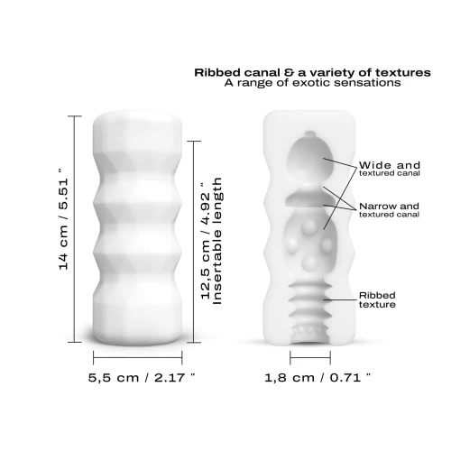 На фото зображено білий мастурбатор Dorcel Cup Exotic для чоловіків на світлому фоні.