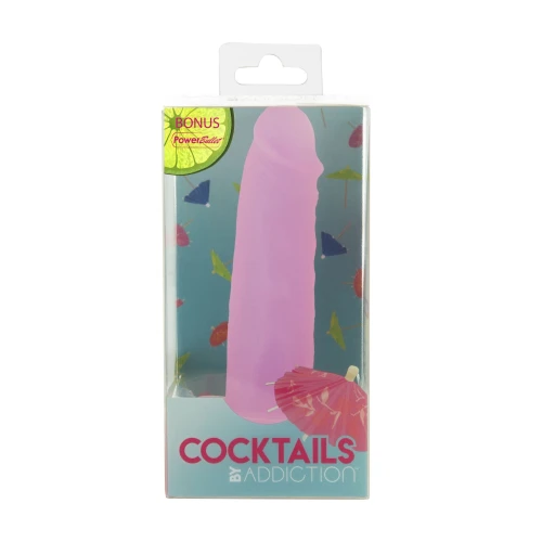 На фото зображено фіолетовий напівпрозорий фалоімітатор на присосці "Космополітен" Cocktails by Addiction Purple Cosmo унісекс на білому тлі.