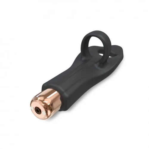 На фото изображен черный вибратор на палец Love To Love Tickle me BLACK ONYX для пар на белом фоне