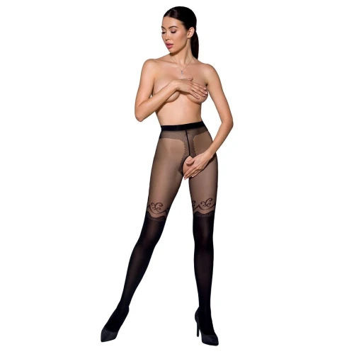 Колготки с открытым доступом, двойная плотность Passion TIOPEN 012 5 (20/40 den), black (мятая упаковка!!!)