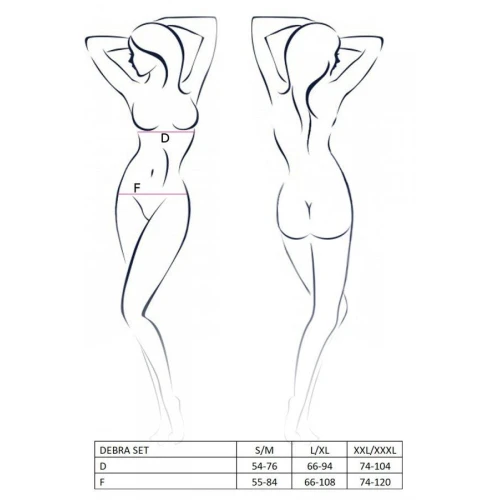 DEBRA SET black L/XL - Комплект белье с сетчатым топом