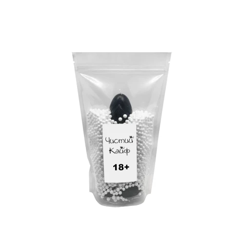 На фото изображено черное мыло-член с присоской Чистый Кайф Black size L унисекс на белом фоне.