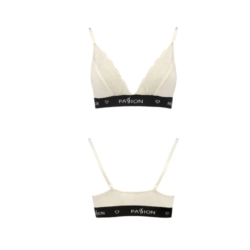 Passion PS001 TOP (S) - Еластичний топ з мереживом (Екрю)