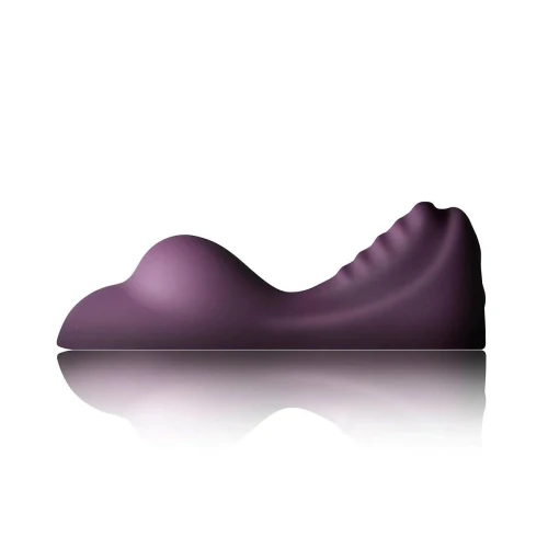 На фото зображено фіолетовий вібратор для пози вершника Rocks Off Ruby Glow Dusk для пар на білому тлі.